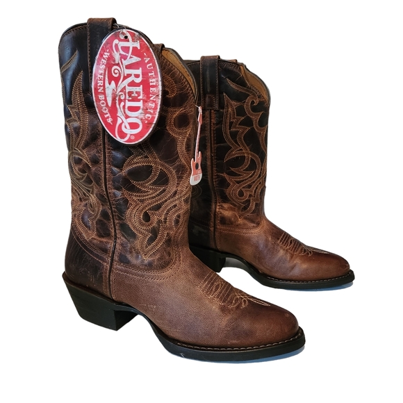 Laredo Shoes - Laredo Western Boots Leather Cowboy Distressed 8.5 Wide